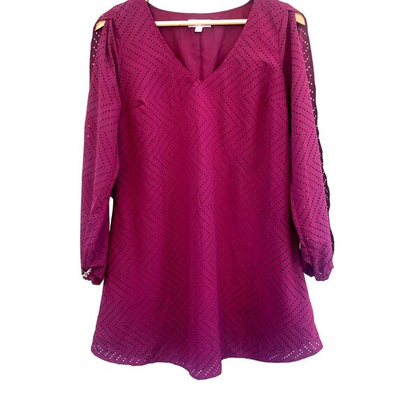 Candies Cranberry Cold Shoulder Mini Dress with Cutouts - Picture 1 of 13